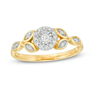 0.18 CT. T.W. Diamond Leaves Promise Ring in 10K Gold