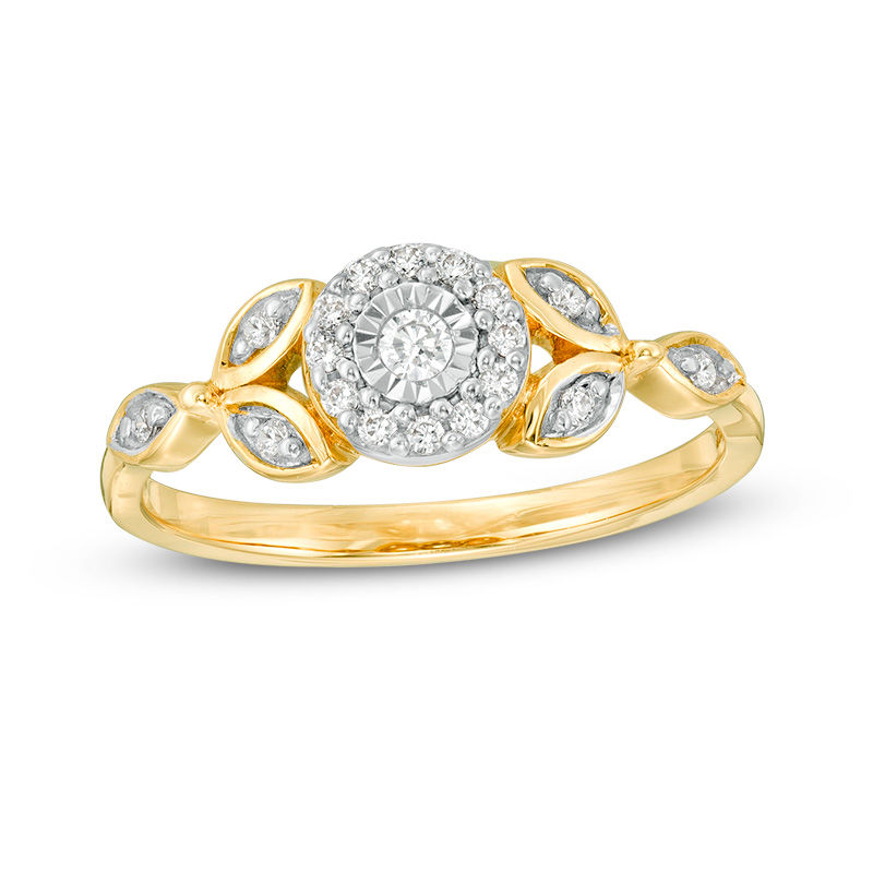 0.18 CT. T.W. Diamond Leaves Promise Ring in 10K Gold|Peoples Jewellers