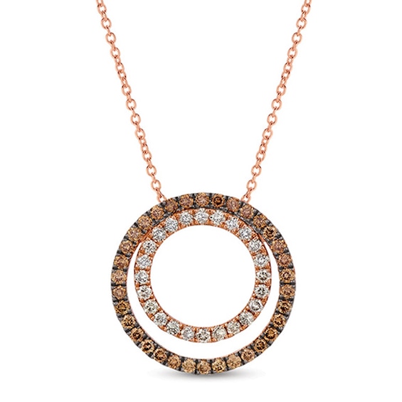 Le Vian Chocolate Diamonds® and Crème Brûlée Diamonds™ 0.84 CT. T.W. Diamond Circle Pendant in 14K Strawberry Gold™