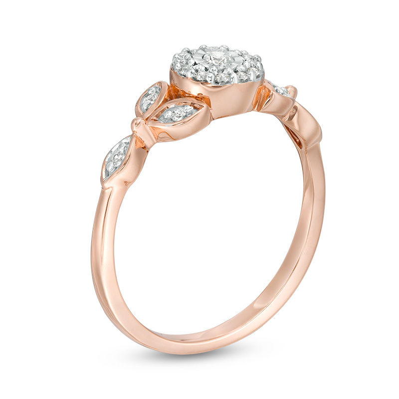 0.18 CT. T.W. Diamond Leaves Promise Ring in 10K Rose Gold|Peoples Jewellers