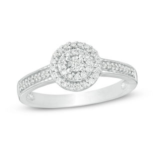 0.18 CT. T.W. Diamond Double Frame Promise Ring in Sterling Silver