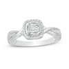 Thumbnail Image 0 of 0.145 CT. T.W. Diamond Cushion Frame Twist Shank Promise Ring in Sterling Silver