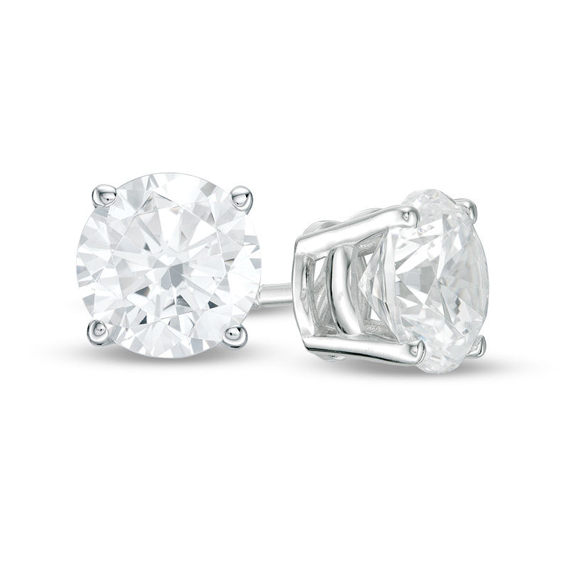 1.87 CT. T.W. Certified Diamond Solitaire Stud Earrings in 14K White Gold (J/I3)|Peoples Jewellers