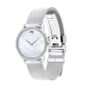 Ladies' Movado Museum® Classic 0.22 CT. T.W. Diamond Mesh Watch with White Mother-of-Pearl Dial (Model: 0607306)