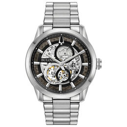 Men's Bulova Sutton Automatic Watch with Black Skeleton Dial (Model: 96A208)