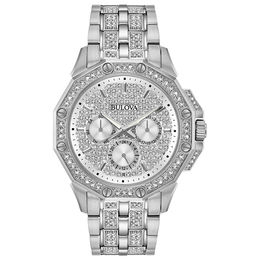 Men's Bulova Octava Crystal Accent Watch with Silver-Tone Dial (Model: 96C134)