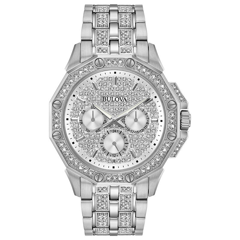 Men's Bulova Octava Crystal Accent Watch with Silver-Tone Dial (Model: 96C134)