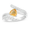 Thumbnail Image 0 of 6.0mm Trillion-Cut Citrine and Lab-Created White Sapphire Bypass Ring in Sterling Silver