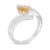 Thumbnail Image 2 of 6.0mm Trillion-Cut Citrine and Lab-Created White Sapphire Bypass Ring in Sterling Silver