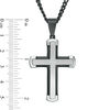 Men's 0.05 CT. T.W. Diamond Layered Cross Pendant in Stainless Steel and Black IP - 24"