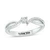 Thumbnail Image 0 of Engravable 1/10 CT. T.W. Diamond Bypass Split Shank Promise Ring in Sterling Silver (1 Line)