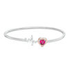 6.0mm Heart-Shaped Lab-Created Ruby Heartbeat Flex Bangle in Sterling Silver and 10K Rose Gold