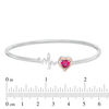 6.0mm Heart-Shaped Lab-Created Ruby Heartbeat Flex Bangle in Sterling Silver and 10K Rose Gold