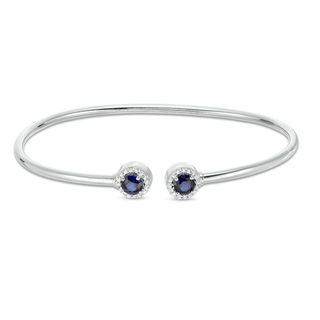 4.8mm Lab-Created Blue and White Sapphire Frame Flex Bangle in Sterling Silver