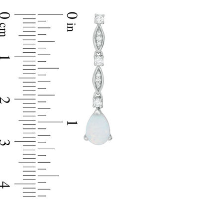 Pear-Shaped Lab-Created Opal and 0.18 CT. T.W. Diamond Drop Earrings in Sterling Silver