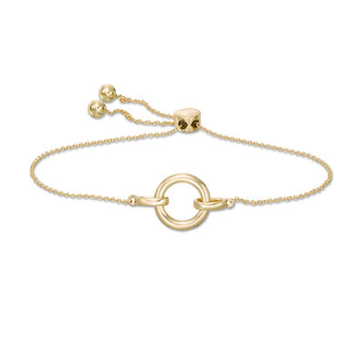 Open Circle Bolo Bracelet in 10K Gold - 9.5"