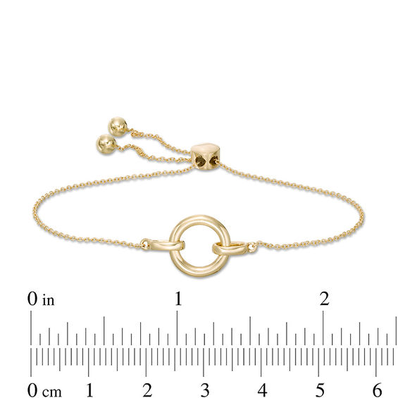 Open Circle Bolo Bracelet in 10K Gold - 9.5"