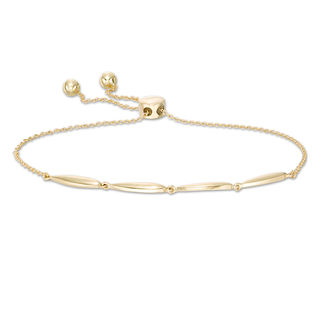 Rice Bead Link Bolo Bracelet in 10K Gold - 9.5"