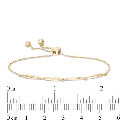 Rice Bead Link Bolo Bracelet in 10K Gold - 9.5"