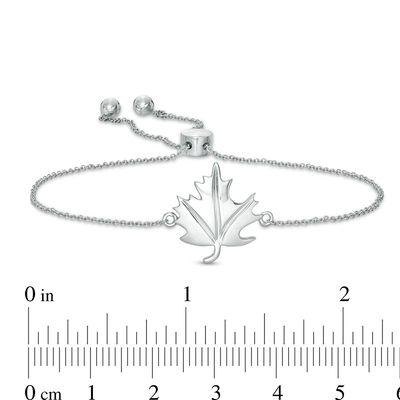 Maple Leaf Bolo Bracelet in 10K White Gold - 9.5"