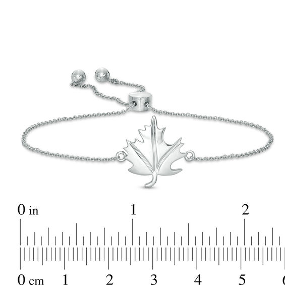 Maple Leaf Bolo Bracelet in 10K White Gold - 9.5"