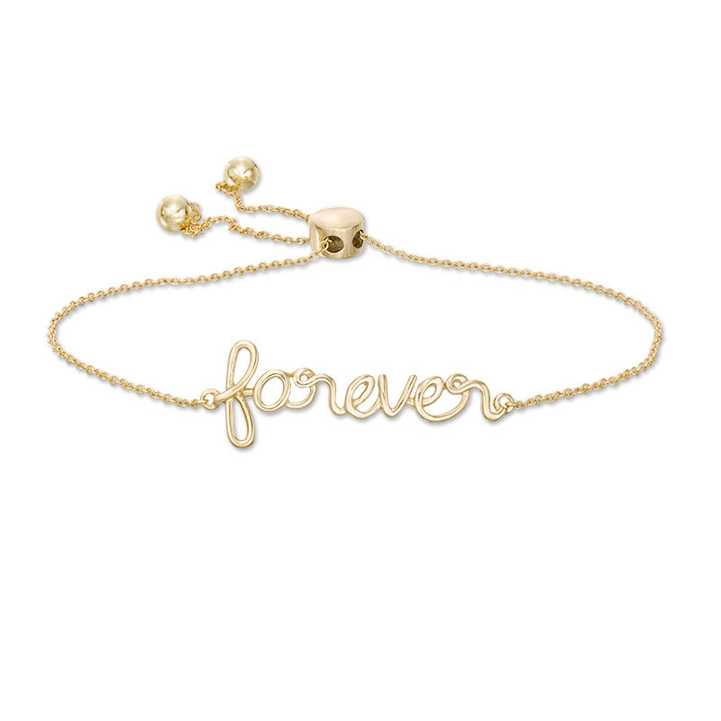 Lowercase Cursive "forever" Bolo Bracelet in 10K Gold - 9.5"|Peoples Jewellers