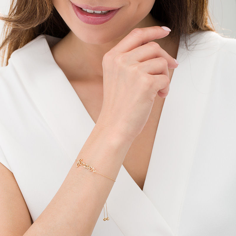Lowercase Cursive "forever" Bolo Bracelet in 10K Gold - 9.5"|Peoples Jewellers