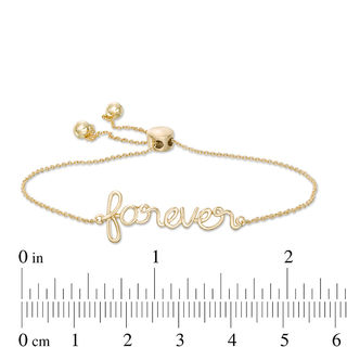 Lowercase Cursive "forever" Bolo Bracelet in 10K Gold - 9.5"