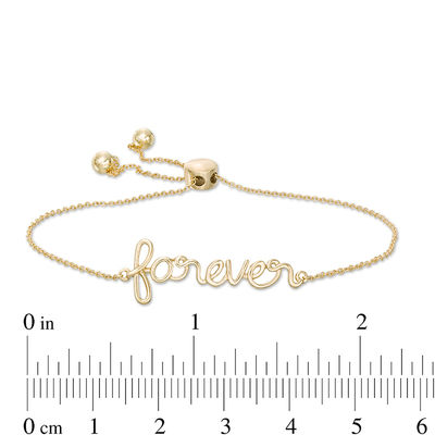 Lowercase Cursive "forever" Bolo Bracelet in 10K Gold - 9.5"