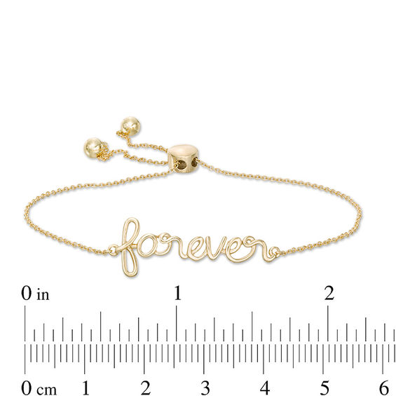 Lowercase Cursive "forever" Bolo Bracelet in 10K Gold - 9.5"