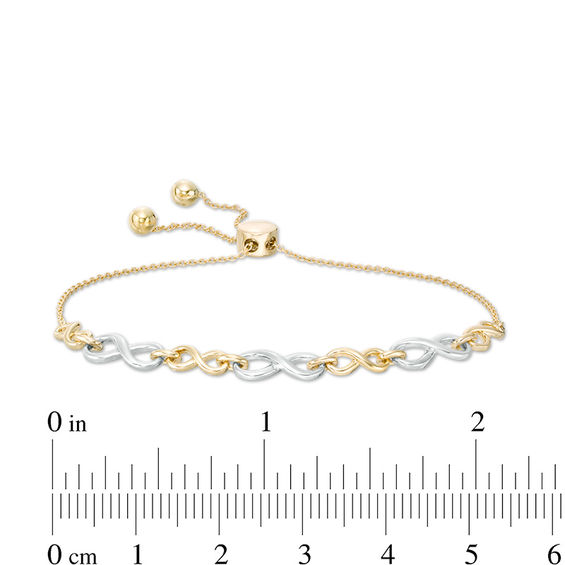 Large and Small Alternating Infinity Link Bolo Bracelet in 10K Two-Tone Gold - 9.5"