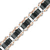 Thumbnail Image 0 of Men's Triple Row Rectangle Link Bracelet in Stainless Steel and Black and Rose IP - 8.5"