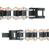 Thumbnail Image 2 of Men's Triple Row Rectangle Link Bracelet in Stainless Steel and Black and Rose IP - 8.5"