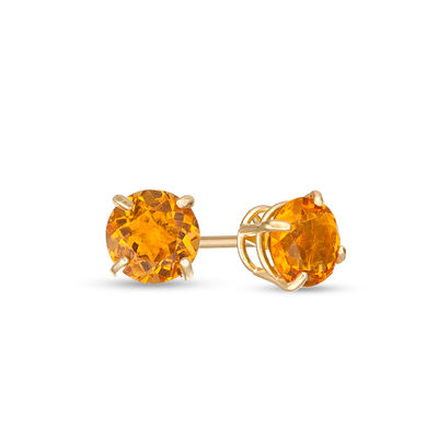 5.0m Citrine Solitaire Stud Earrings in 10K Gold