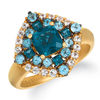 Le Vian® Cushion-Cut Deep Sea Blue Topaz™, Ocean Blue Topaz™ and Vanilla Sapphires™ Frame Ring in 14K Honey Gold™