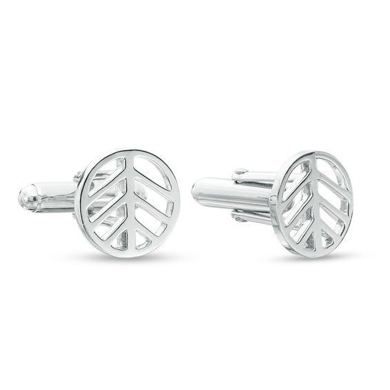 Men's Divided Open Circle Cuff Links in Sterling Silver