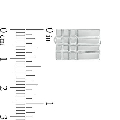 Men's Horizontal Bar and Grid Pattern Cuff Links in Sterling Silver