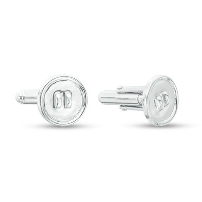 Men's Threaded Button Cuff Links in Sterling Silver