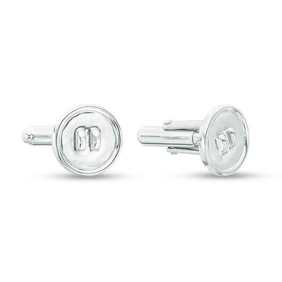 Men's Threaded Button Cuff Links in Sterling Silver