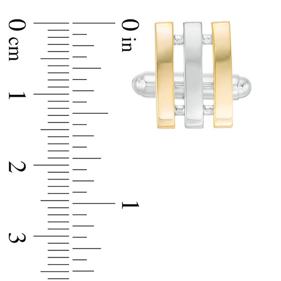 Men's Split Triple Bar Cuff Links in Sterling Silver and 14K Gold Plate