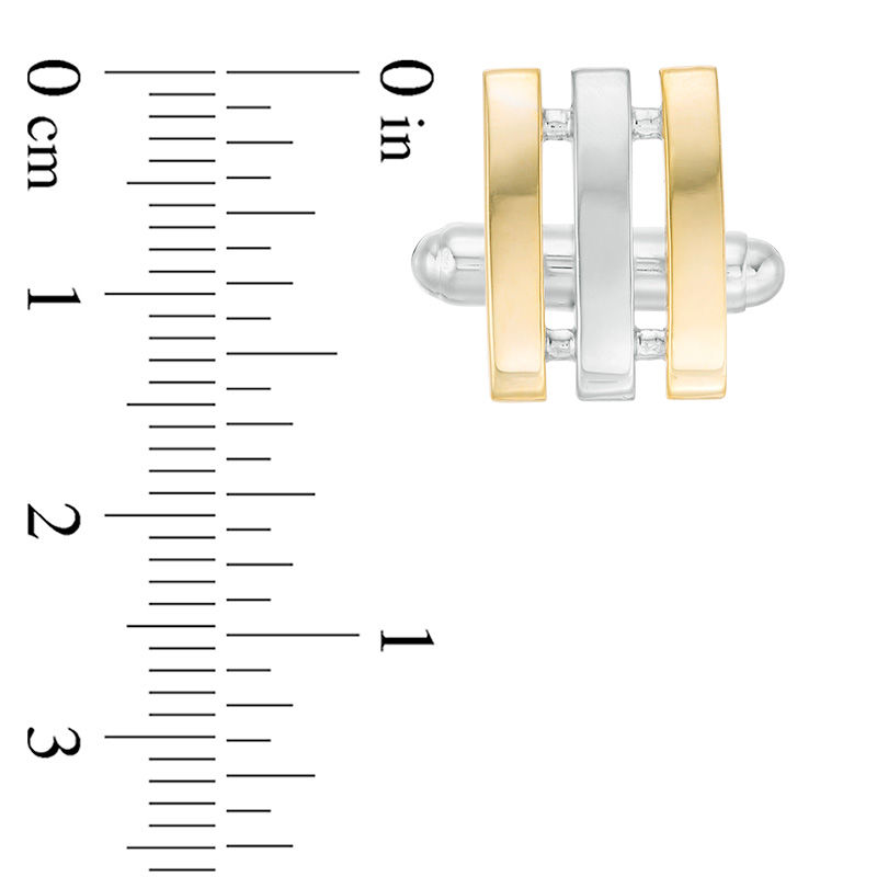 Men's Split Triple Bar Cuff Links in Sterling Silver and 14K Gold Plate|Peoples Jewellers
