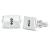 Thumbnail Image 0 of Men's 0.145 CT. T.W. Black Diamond Vertical Trio Cuff Links in Sterling Silver