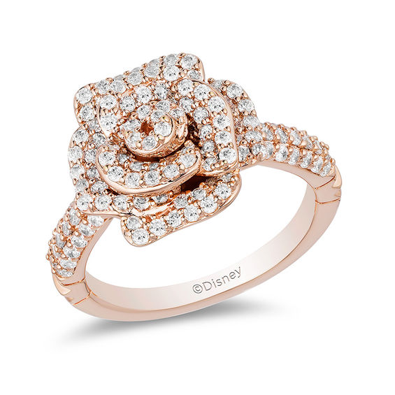 Enchanted Disney Belle 1.01 CT. T.W. Diamond Rose Ring in 10K Rose Gold