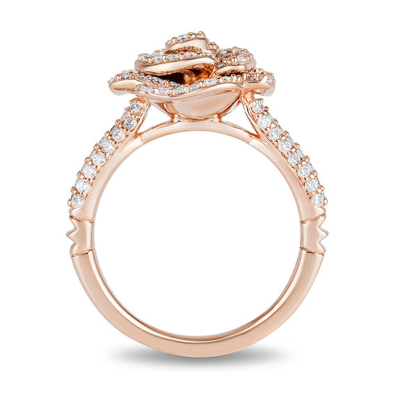 Enchanted Disney Belle 1.01 CT. T.W. Diamond Rose Ring in 10K Rose Gold