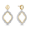 Enchanted Disney Jasmine 0.18 CT. T.W. Diamond Arabesque Outline Drop Earrings in Sterling Silver and 10K Gold