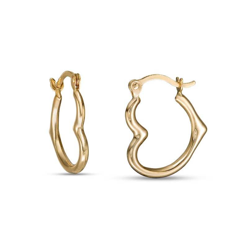 17.0mm Tilted Tube Heart-Shaped Hoop Earrings in 14K Gold|Peoples Jewellers