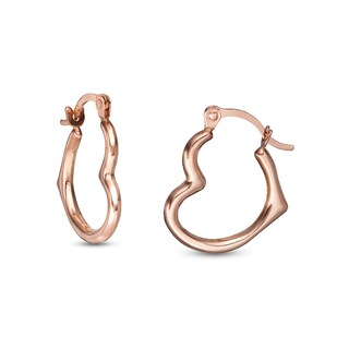 17.0mm Tilted Tube Heart-Shaped Hoop Earrings in 14K Rose Gold