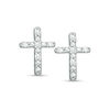 0.04 CT. T.W. Diamond Cross Stud Earrings in 10K White Gold