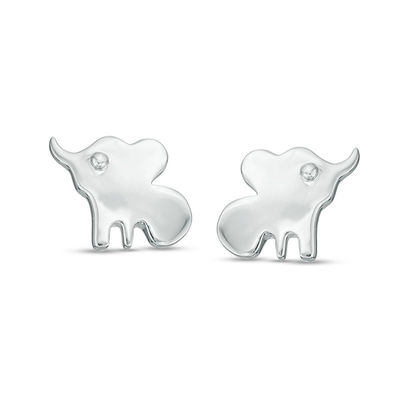 Elephant Stud Earrings in Sterling Silver