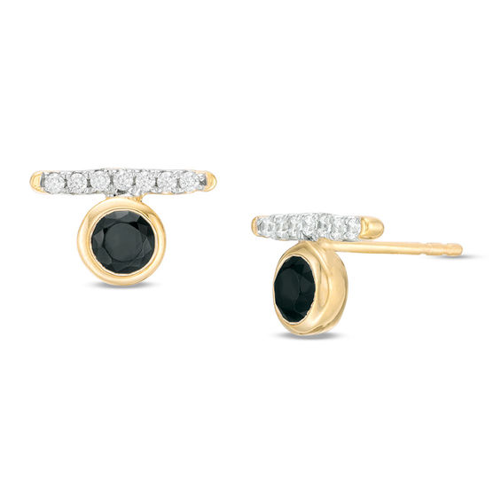 0.45 CT. T.W. Enhanced Black and White Diamond Stud with Bar Earrings in 10K Gold